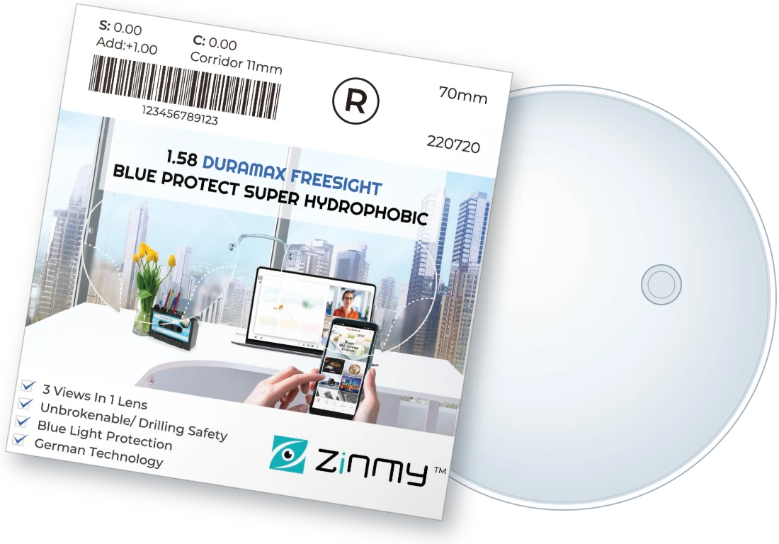 Tròng ZINMY 1.58 Duramax FreeSight Blue Protect